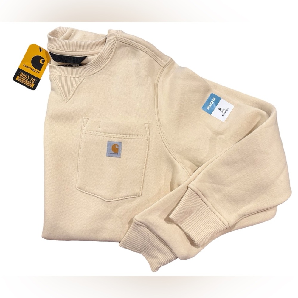 NWT Carhartt Women’s Relaxed Fit Midweight Crewneck Sweatshirt – Cream Beige